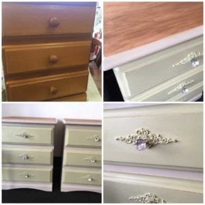 Upcycled Furniture - Painted chest of draws with antique door knobs
