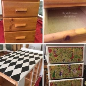 Upcycled Furniture - Retro funky queen of hearts side drawers