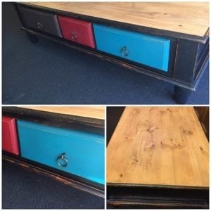 Upcycled Furniture - wood top restored second hand entertainment unit